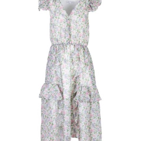 NWT Senlis Floral Fruit Elaine Ruffle V-Neck, M - Picture 4 of 16